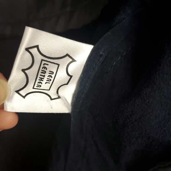 Cigno Nero Blue Leather Moto Jacket Size 36 - Picture 10 of 12